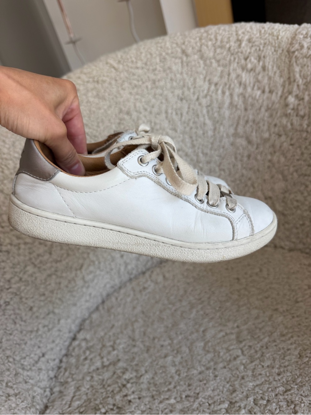 UGG White Leather Milo Sneaker Size 6